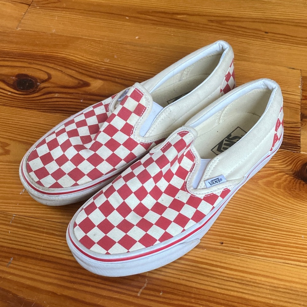 Vans Red and White Checkerboard Sneakers